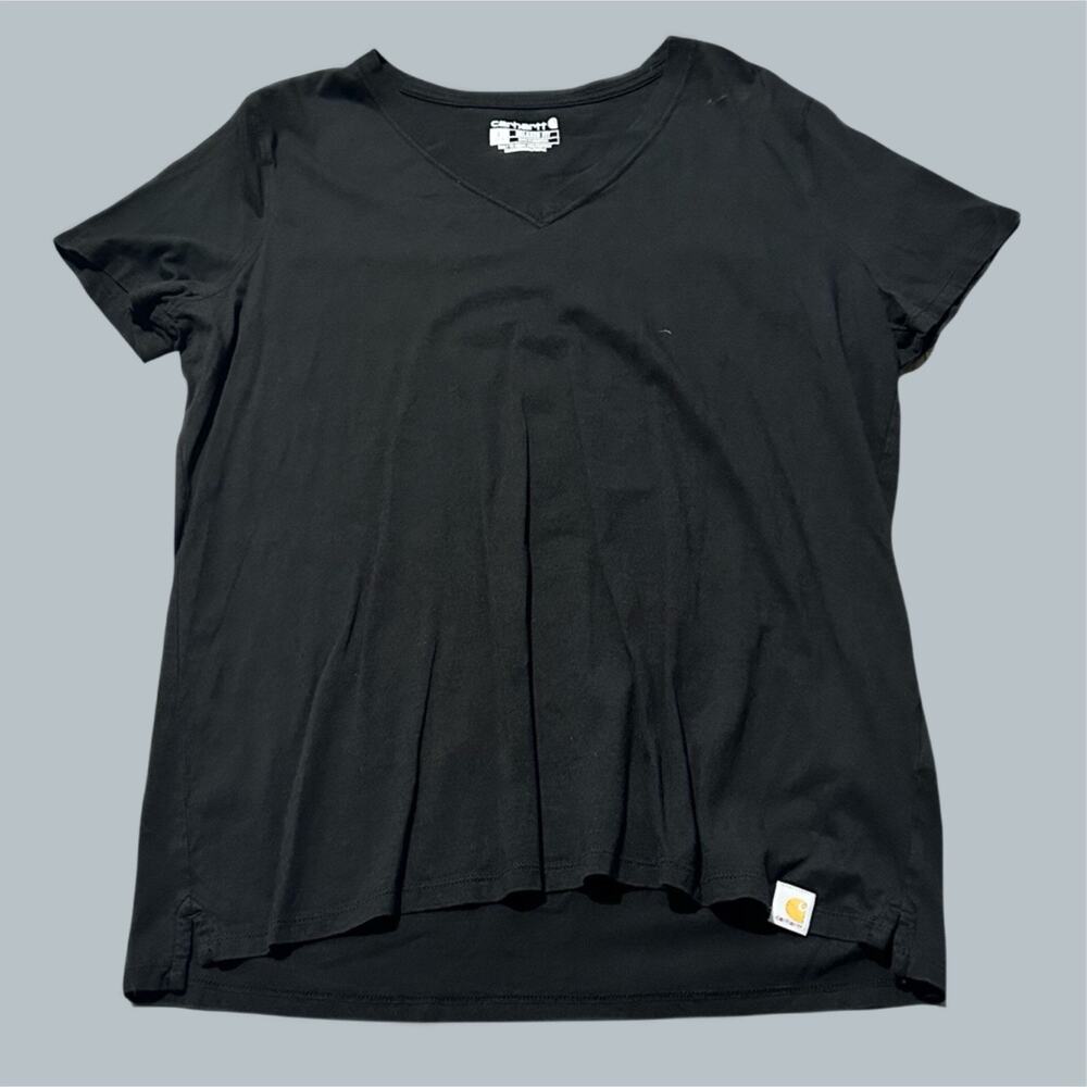 Carhartt Women's Short Sleeve Top T Shirt Black V Neck large relaxed fit